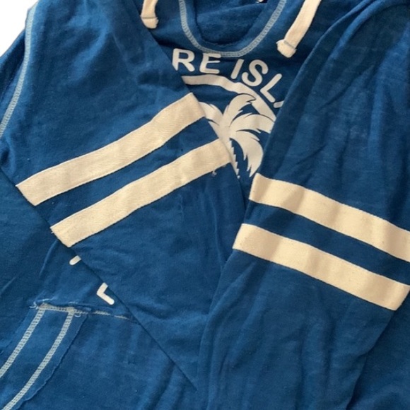 UZZI graphic design Padre Island Texas distressed hooded pullover coverup - Picture 10 of 16